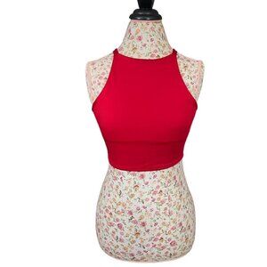 Red basic high halter top size medium